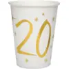 Image de Gobelet en papier Blanc/Or 20 ans (Lot de 10)