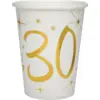 Image de Gobelet en papier Blanc/Or 30 ans (Lot de 10)