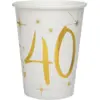 Image de Gobelet en papier Blanc/Or 40 ans (Lot de 10)