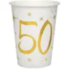 Image de Gobelet en papier Blanc/Or 50 ans (Lot de 10)