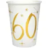 Image de Gobelet en papier Blanc/Or 60 ans (Lot de 10)