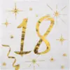Image de Serviette en Papier Blanc/Or 18 ans (Lot de 20)