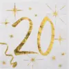 Image de Serviette en Papier Blanc/Or 20 ans (Lot de 20)