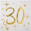 Image de Serviette en Papier Blanc/Or 30 ans (Lot de 20)