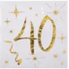 Image de Serviette en Papier Blanc/Or 40 ans (Lot de 20)
