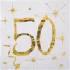 Image de Serviette en Papier Blanc/Or 50 ans (Lot de 20)
