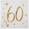 Image de Serviette en Papier Blanc/Or 60 ans (Lot de 20)