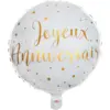 Image de Ballon Joyeux Anniversaire Blanc/Or ø45cm