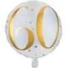 Image de Ballon Blanc/Or 60ans ø45cm