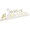 Image de Centre de Table Joyeux Anniversaire Or/Blanc