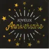 Image de Serviette Joyeux Anniversaire Noir/Or (lot de 10)