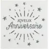 Image de Serviette Joyeux Anniversaire Blanc/Argent (lot de 10)