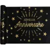 Image de Chemin de table Joyeux Anniversaire Noir/Or 5 mètres