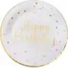 Image de Assiette Happy Birthday Or/Blanc (lot de 10)