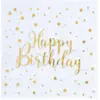Image de Serviette Happy Birthday Blanc/Or (lot de 20)