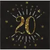 Image de Serviette en papier 20 ans Noir/Or (lot de 10)
