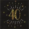 Image de Serviette en papier 40 ans Noir/Or (lot de 10)