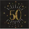 Image de Serviette en papier 50 ans Noir/Or (lot de 10)