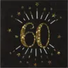 Image de Serviette en papier 60 ans Noir/Or (lot de 10)