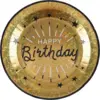 Image de Assiette Happy Birthday Or Métallisé (lot de 10)