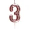 Image de Bougie Anniversaire Chiffre 3 Or rose