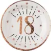 Image de Assiette en papier 18 ans Blanc/Or Rose (lot de 10)