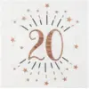Image de Serviette en papier 20 ans Blanc/Or Rose (lot de 10)