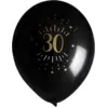 Image de Ballon 30 ans Noir Or (lot de 8)