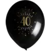 Image de Ballon 40 ans Noir Or (lot de 8)