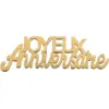 Image de Confettis en Bois Joyeux Anniversaire Or (Lot de 10)