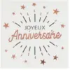 Image de Serviette Joyeux Anniversaire Blanc/Or Rose (lot de 10)