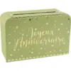 Image de Urne en papier Joyeux Anniversaire Or/Olive