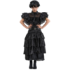 Image de Robe de Bal Noire Mercredi Addams 128 cm   Déguisement Enfant