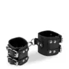 Image de Menottes poignets réglables cuir noir BDSM