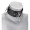 Image de Collier cuir BDSM 3 anneaux + laisse