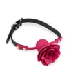 Image de Gag ball en similicuir avec rose en silicone