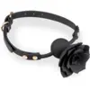 Image de Gag ball en similicuir avec rose en silicone