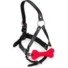 Image de Bâillon harnais avec os en silicone 12,3cm Puppy Play Kinky