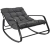 Image de Fauteuil à bascule Tulum avec accoudoirs métal et coussin - Anthracite