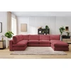 Image de Canapé d'angle fixe 100% modulable PARIS tissu bouclette 3 chauffeuses, 1 méridienne, 1 angle, 1 pouf rouge BOBOCHIC 6 places