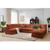 Image de Canapé d'angle fixe 100% modulable PARIS tissu bouclette 3 chauffeuses, 1 méridienne, 1 angle, 1 pouf orange BOBOCHIC 6 places
