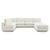 Image de Canapé d'angle fixe 100% modulable PARIS tissu bouclette 3 chauffeuses, 1 méridienne, 1 angle, 1 pouf blanc BOBOCHIC 6 places