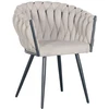 Image de Lot de 2 fauteuils de table CHARLOTTE Tissu texturé beige BOBOCHIC
