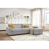 Image de Canapé d'angle réversible convertible coffre MONACO tissu lisse gris clair 140x190 réversible BOBOCHIC 3 places