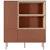 Image de Buffet haut 2 portes 120 cm ATLAS avec niches rouge BOBOCHIC