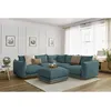 Image de Canapé d'angle réversible ERNEST avec pouf bleu foncé réversible BOBOCHIC 5 places