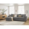 Image de Canapé d'angle réversible convertible ouverture express AUGUSTIN velours côtelé gris foncé 160x200 BOBOCHIC 3 places