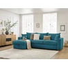 Image de Canapé d'angle réversible convertible ouverture express AUGUSTIN velours côtelé bleu clair 140x200 BOBOCHIC 3 places
