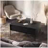 Image de Table basse 1 porte 100 cm LENARA avec tasseaux noir BOBOCHIC
