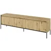 Image de Meuble TV 4 portes 193 cm LENARA avec tasseaux et LED marron clair BOBOCHIC